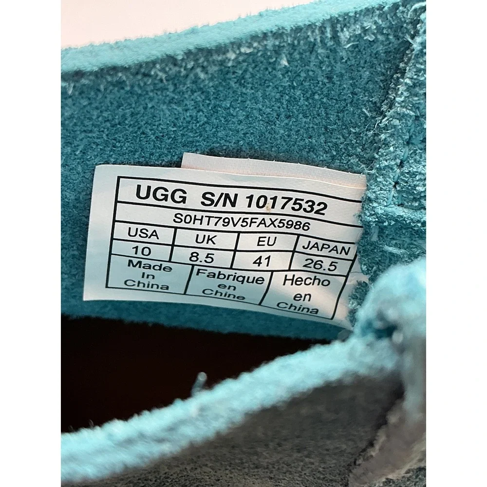 UGG Classic Mini Blue Teal Suede Sheepskin Ankle Boots 1017532 Womens Size 10